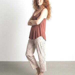 Soma Womens Pajama Set XS Rust Cami Top Cream Polka Dot Pants Lounge 2 Piece